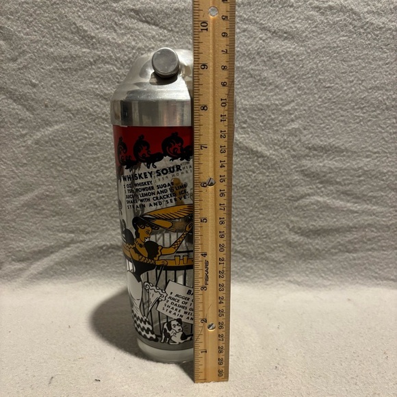 Vintage MCM Bartender Bar Cocktail Shaker with Recipes Clear Glass speakeasy - Picture 2 of 7